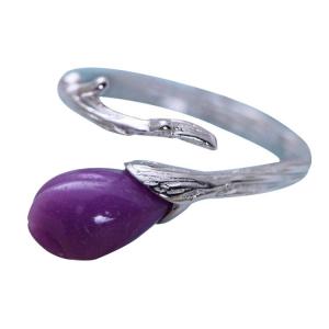 China Sterling 925 Silver Purple Synthetize Gem Tulip Designs Ring(058884) factory