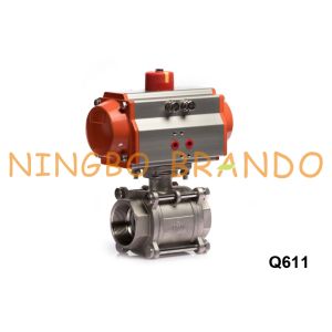 China DN50 Pneumatic Actuated Three-Piece Ball Valve Stainless Steel 304 factory