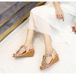 BS036 Sandals Women2020 Summer New Sandals Casual Fashion Word Belt Mid-Slope