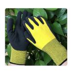 Black Rubber Palm Coated Yellow 15 Gauge Nylon Knitted Gloves For Carrying