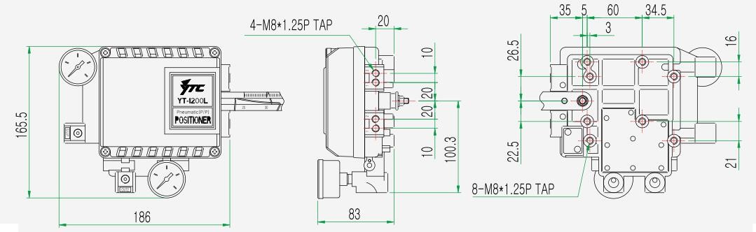 Pneumatic positioner YT-1200R used for pnuematic rotary valve actuators