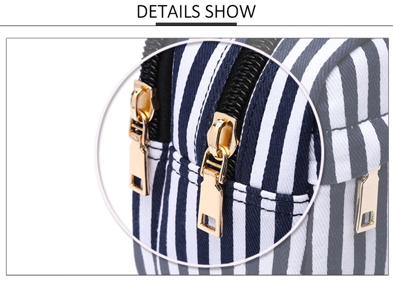 Multifunction Striped Canvas Makeup Brush Bags For Women