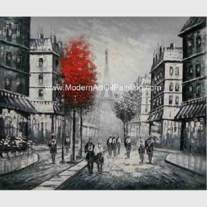 China Paris Painting Black And White , Impression Palette Knife Landscape Painting factory