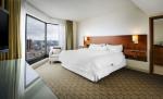 Contemporary Mahogany Panel Full Size Bed Hotel Furniture Set With Leather