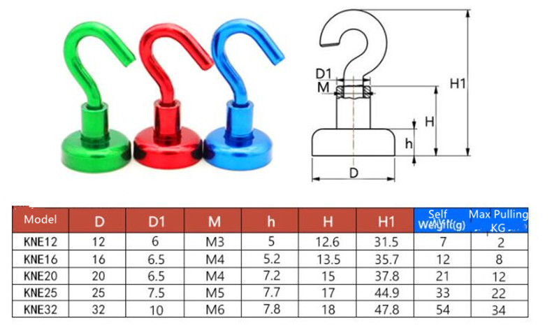 Composite NdFeB Magnet Super Strong Magnetic Hook Black for Industrial Applications
