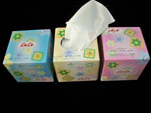China Cube Box Facial Tissue Paper , 2ply * 100 sheets per box factory