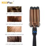 Electric Ceramic 3 Barrel Wave Wand Iron LCD Display Multi Scene
