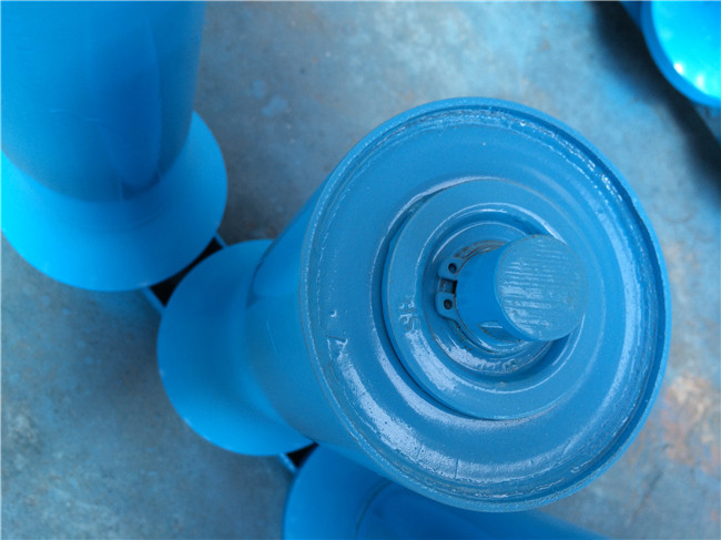 Blue Self Aligning Conveyor Guide Roller Buffer 219mm Diameter