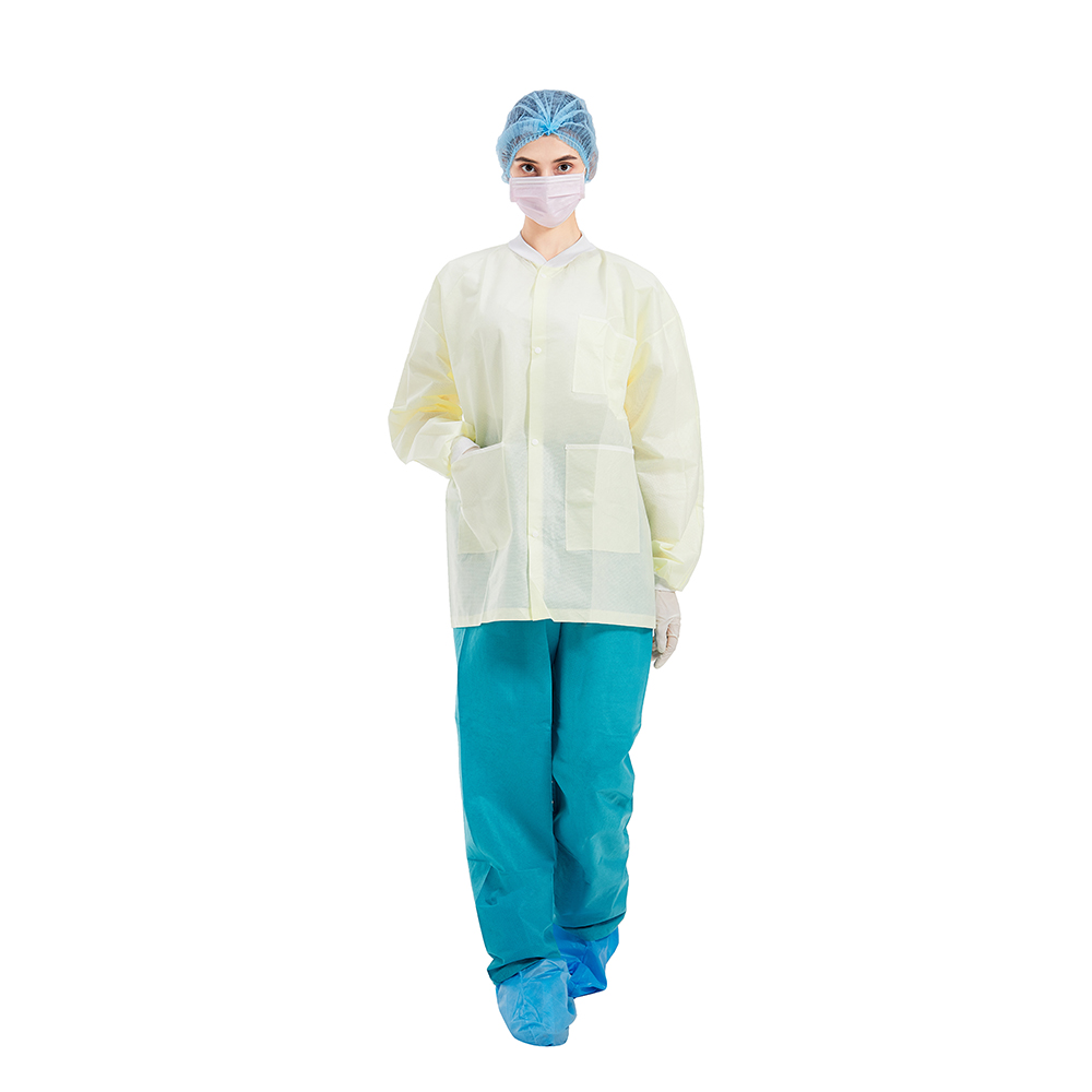 FDA Disposable Lab Coats , Long Sleeves Disposable Hospital Scrubs