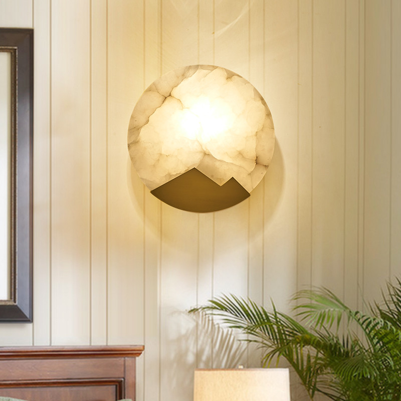 High quality european style modern indoor wall lamp for living room marble copper lamp