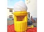 Yellow White Inflatable Shop Ice Cream Shape 4m Height Mobile Water Resistant