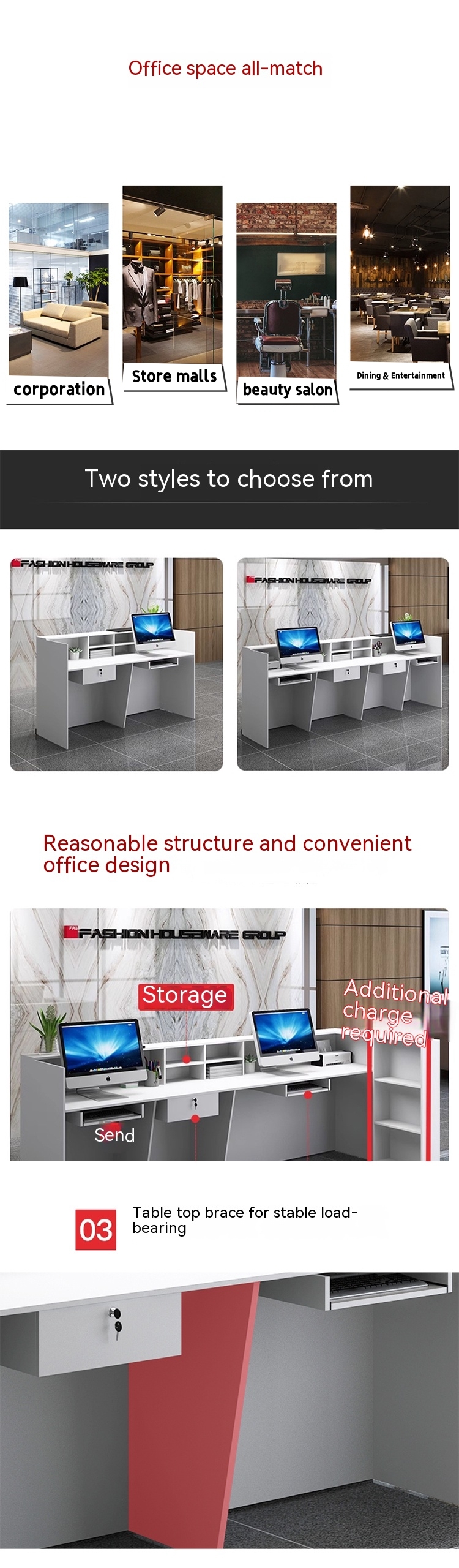Front Desk Reception Consultation Customizable Simple Bar Cabinet for Company Cashier