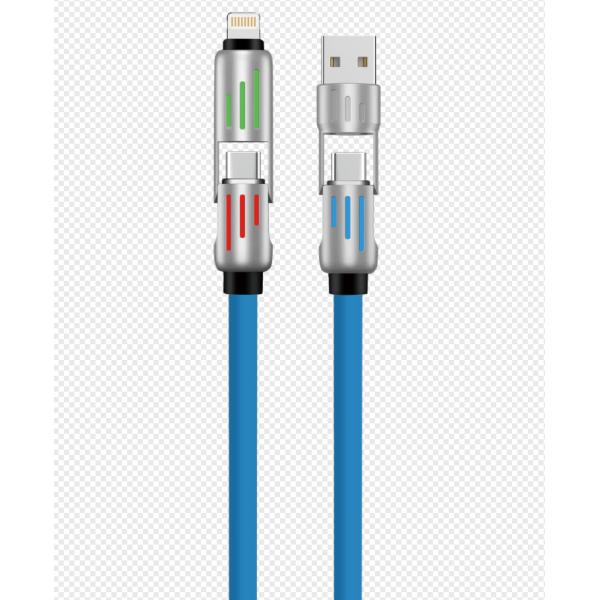 Silicone 4 In 1 Type C To Type C 60W USB A Charging Lightning Iphone Charger Cable