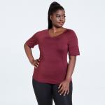 Custom LOGO Women'S Plus Size Yoga Wear ODM Burgundy Dri Fit Shirt