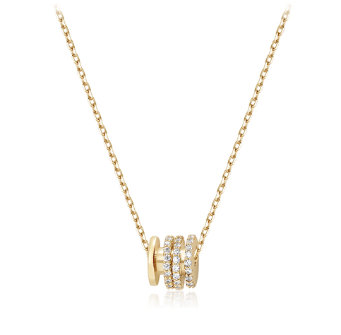 Micron Pave Cubic Zirconia Pendant 18K Gold Circle Necklaces For Women