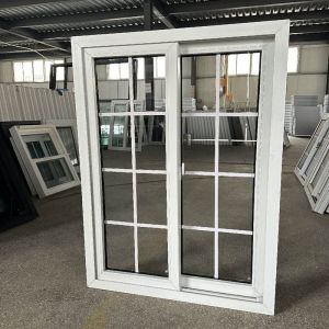 80mm UPVC Single Double Glass Sliding Window with Screen Net and Crescent Lock