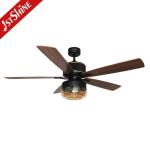 Metal Ceiling Fan Light with 5 Speed Remote Control European Style and Silent DC