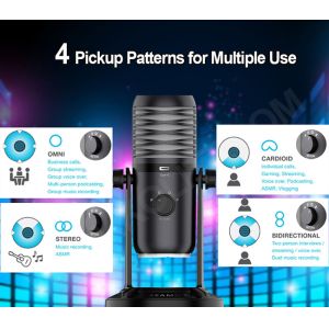 4 Pickup Patterns USB Condenser Microphone For PC / Mac / Gaming