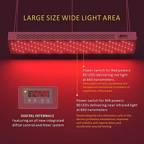 Custom Wavelengths Aluminum 660NM 850NM 1000W LED Infrared Red Light Therapy Device Panel for Full Body Size 910*210*65mm