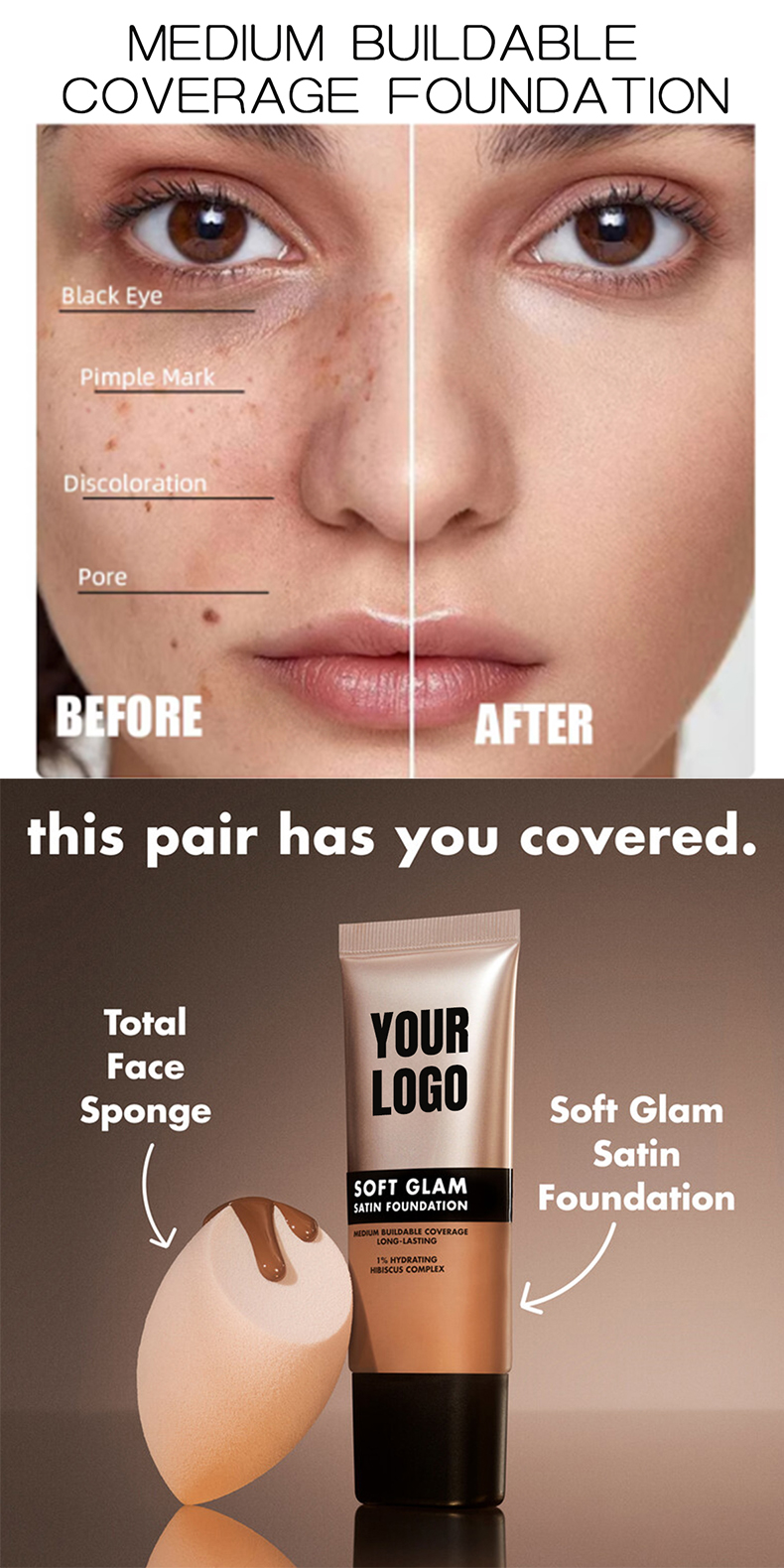 High Quality Oil Control Waterproof Concealer Foundation For Black Skin Vegan Original High Coverage Foundation
