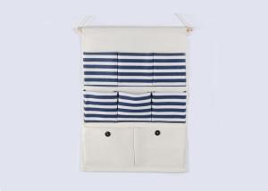 China Puting hanging storage bag pockets organizer door wall chest holder customizable blue red stripe cotton factory
