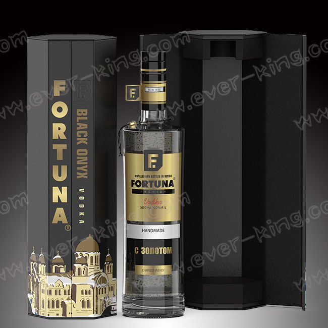 Flame Plating Transparent 500ML Glass Liquor Bottles With Glass Top