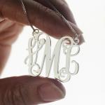 1.8ft 0.07oz Personalized Monogram Necklace Gold Plated Three Letter Necklace