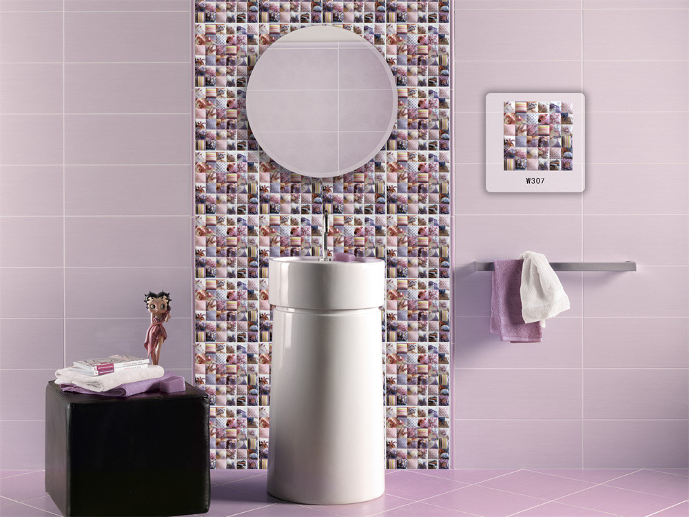 Durable 300x300mm Pink Ceramic Rustic Tiles For Kitchen And Decorative Glossy Wall Tile For Hotel