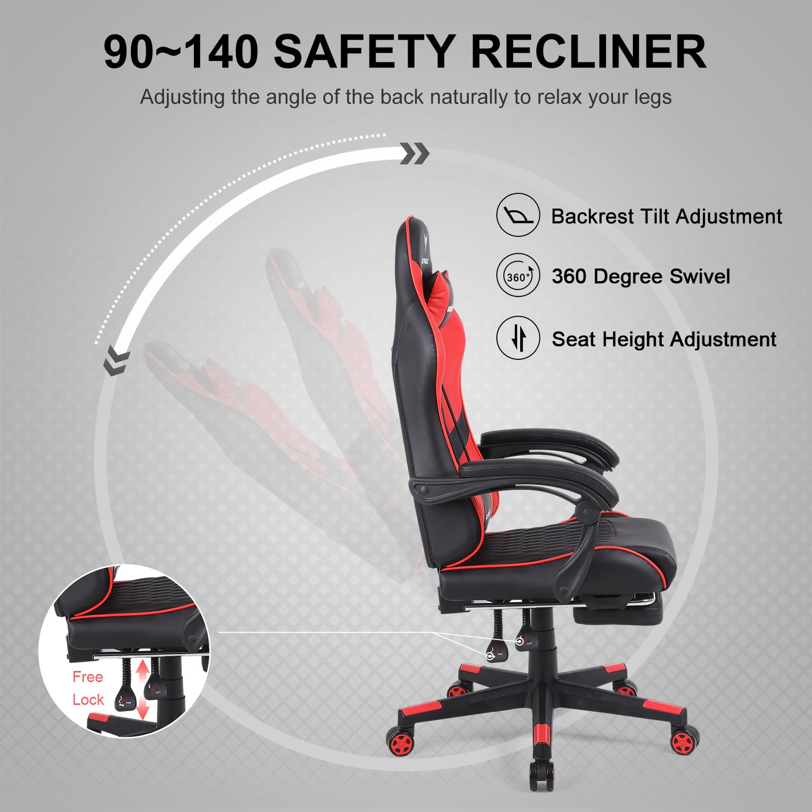 Modern Design Customized Color Racing Gaming Chair with Footrest and Lumbar Support
