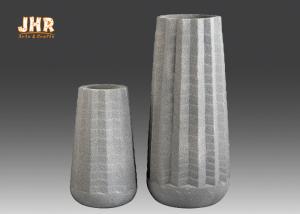 China 2 Sizes Artificial Plants Fiberglass Flower Pots Natural Sand Frosted Gray factory