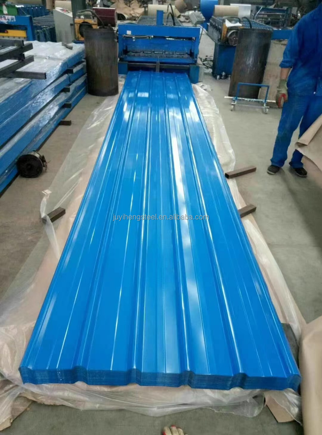 Steel Grade ASTM Z20 Z25 0.15mm 0.2mm 0.4mm PPGI Coil In Sheet Blue Red RAL Galvanized Color Coated Corrugated Board