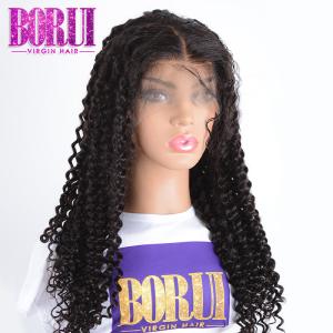 China Unprocessed Pre Plucked Cuticle Aligned Hair , 360 Human Lace Wig Virgin Deep Curly factory