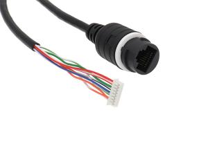 China IP67 waterproof RJ45 cable assemblies black built in LED indicator, with1.25mm pitch factory
