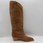 Brown soft cow suede genuine leather Womens Dress Boots，TPR outsole with abs