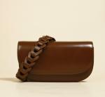Twisted Woven PU Shoulder Bag 5cm 13cm Black Leather Baguette Bag