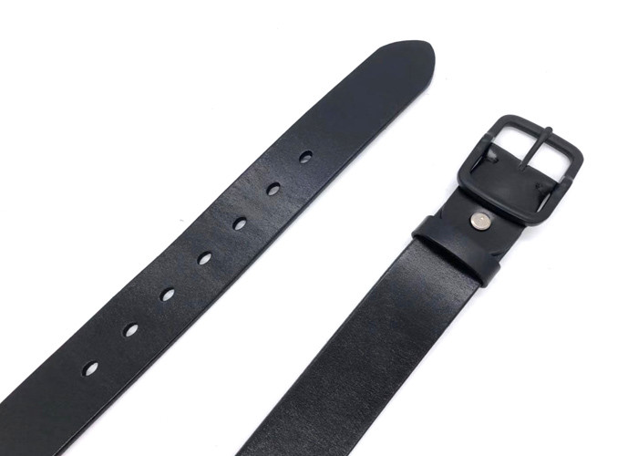 Classic Mens Cowhide Belt With Print Logo / Casual Black Belt Wear Resistant