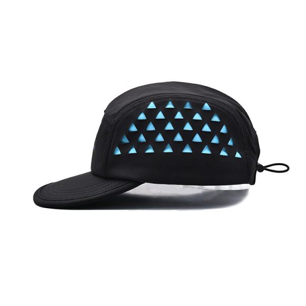 Triangle Shape Laser Cutting Customized 5 Panel Camper Hat With Linning