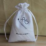 Lightweight 8oz Packaging Drawstring Bag White Color Black Logo Printing