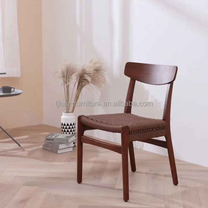 Classical Dining Room and Living Room Furniture Good Design Antique Oak Wood Wishbone Chairs with Rope Seat