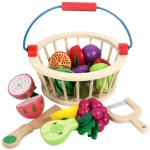 Magnetic 10.5cm Wooden Fruit Cutting Set Wooden Fruit Basket Toy