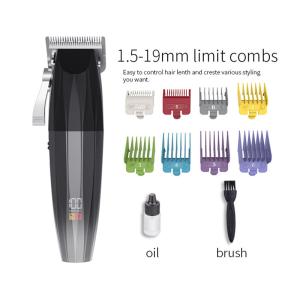 China Usb Charging Cordless Hair Trimmer Black Stainless Steel Blade Adjustable Shaving Machine factory