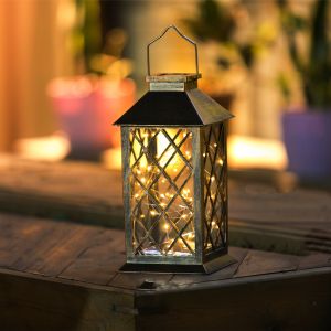 Hanging Lantern 3500K Solar LED Garden Lights With Candle Flicker
