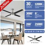 Strong Wind 52 Inches Modern Copper Motor 4 Black LED SS Blade Ceiling Fan with