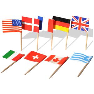 China 6.5cm Decorative Cocktail Stick Flags Wooden Cake Burger Toothpick Flags factory