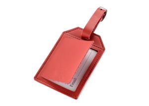 China 105mm Rectangle PU Leather Travel Suitcase Tags unique luggage With Buckle Strap 12g factory