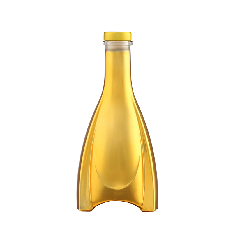 Aluminum Plastic PP Collar Electroplate 500ml 700ml 750ml Vodka Glass Bottle for Liquor