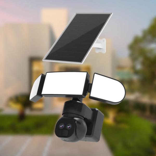 Dual Lens Home Security Camera 4G Human Motion Tracking 1500 Lumens Street Light