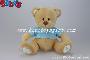 China 11&quot; Softest Stuffed Brown Bear Toy Baby Kids Toy With Blue T-Shirt factory