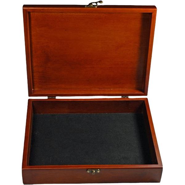 China Wooden Treasure Box with Brass Latch (Redwood Finish) factory