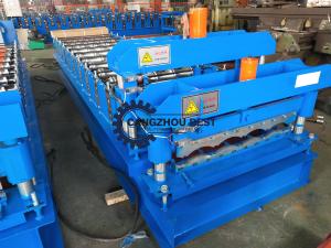 China Low Noise Corrugated Roof Tile Roll Forming Machine 350H Steel Hydraulic Cutting factory